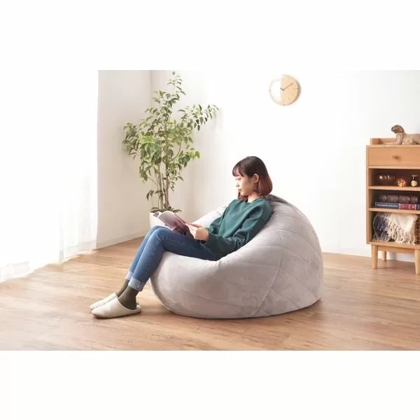 東谷 ビーズクッション W135D120H22 グレー/オレンジ