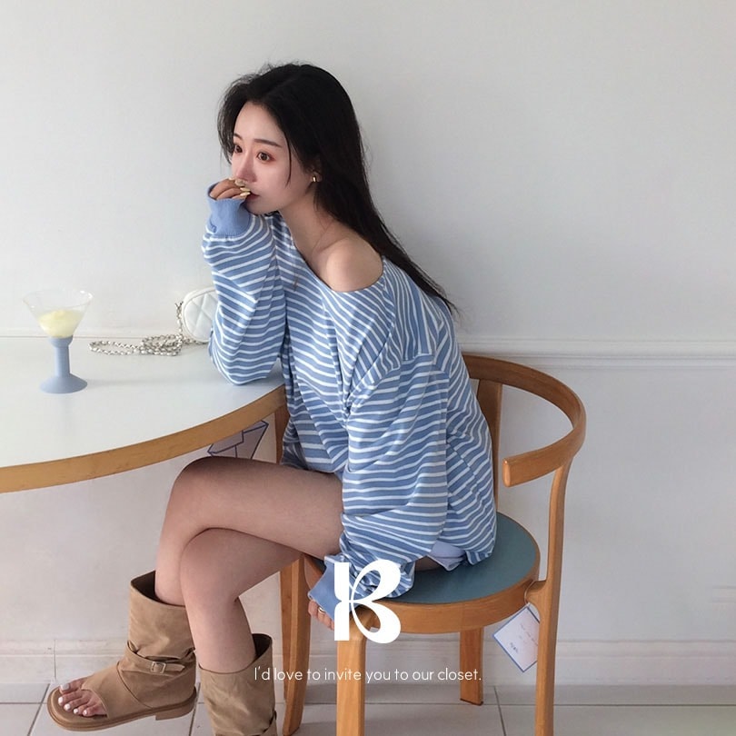 [MADE] ダーリンストライプワンショルダートレーナー ts1404