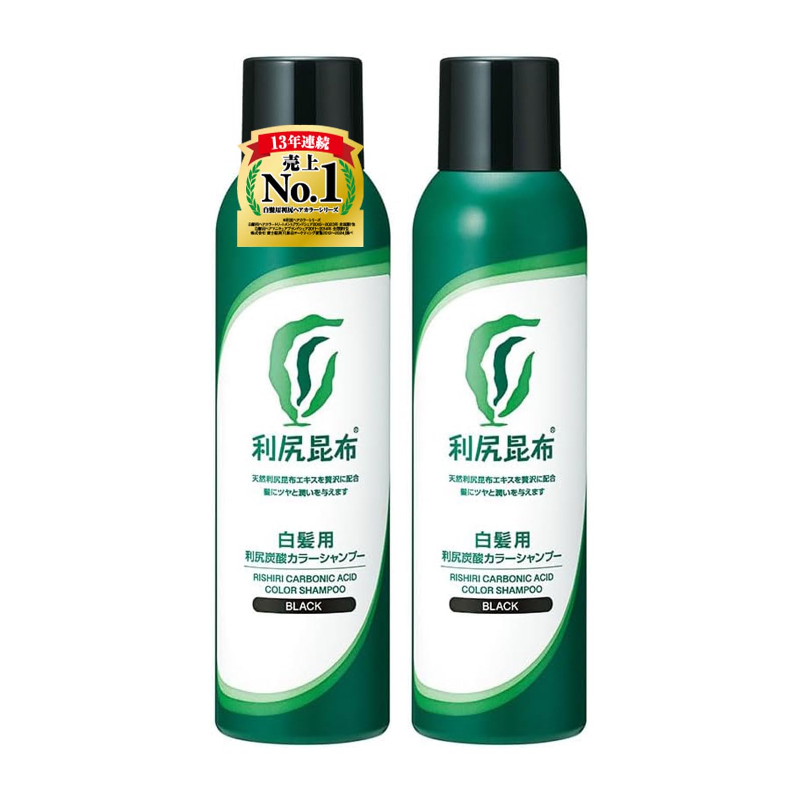 Sastty (サスティ) 【白髪用】利尻 炭酸 カラーシャンプー (ブラック) 180g×2本セット