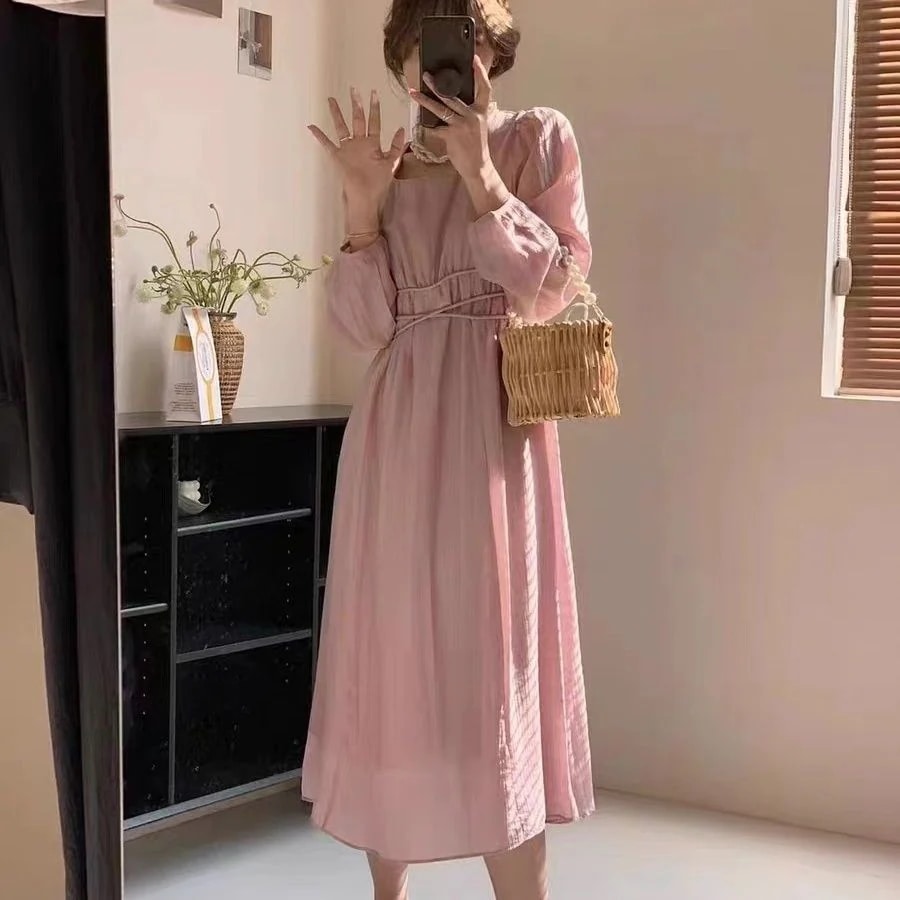 ワンピース 2024年新作文芸的で優しい夏の高級カジュアルカジュアルスリムな仙女スカート