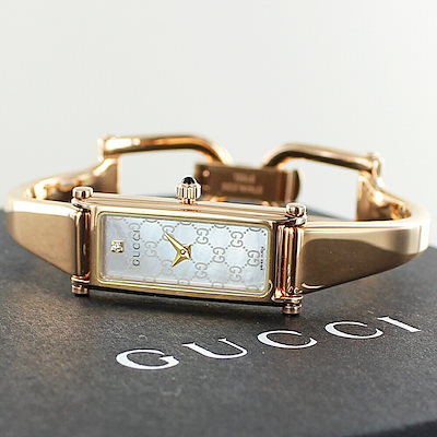 【美品】GUCCI ゴールド バングル時計　1500ケース付き BROOCH時計修理工房