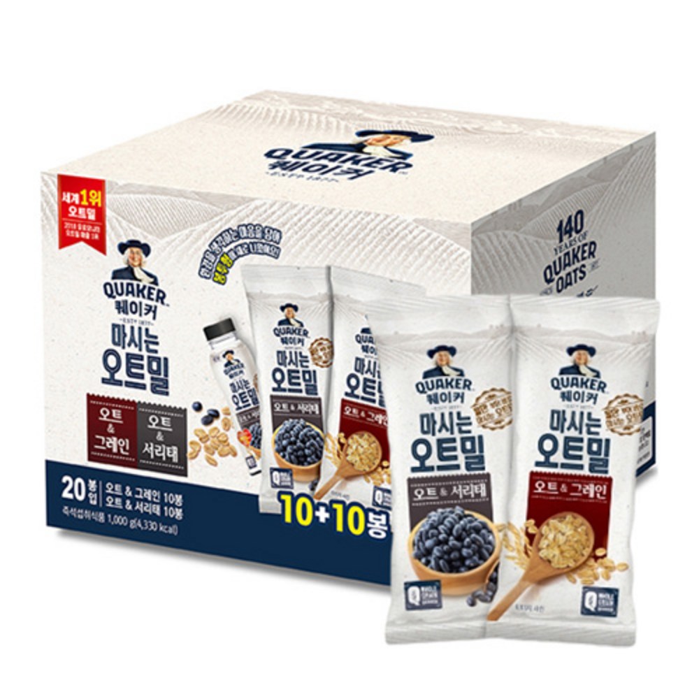 クエーカー飲むオートミール ワンボンパック グレイン 10p + 霜テ 10p, 1kg, 1セット