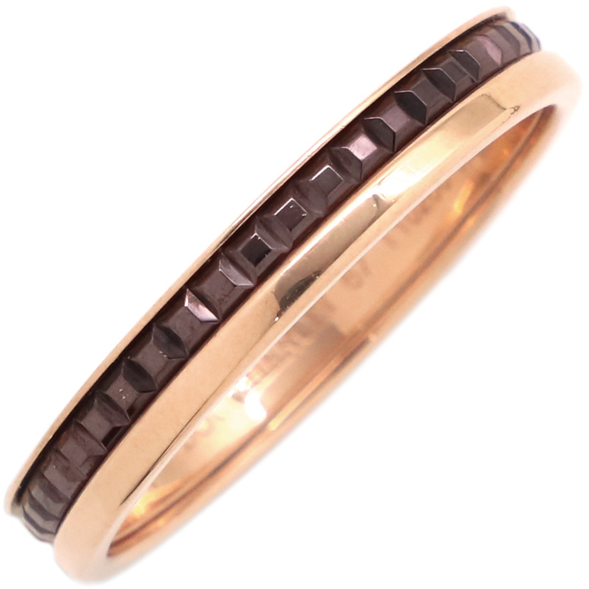 ブシュロン BOUCHERON リング 指輪 キャトル クラシック ハーフ K18PG ブラウンPVD ピンクゴールドXブラウン #67(JP27) ローズゴールド 18K 750 18金 26号
