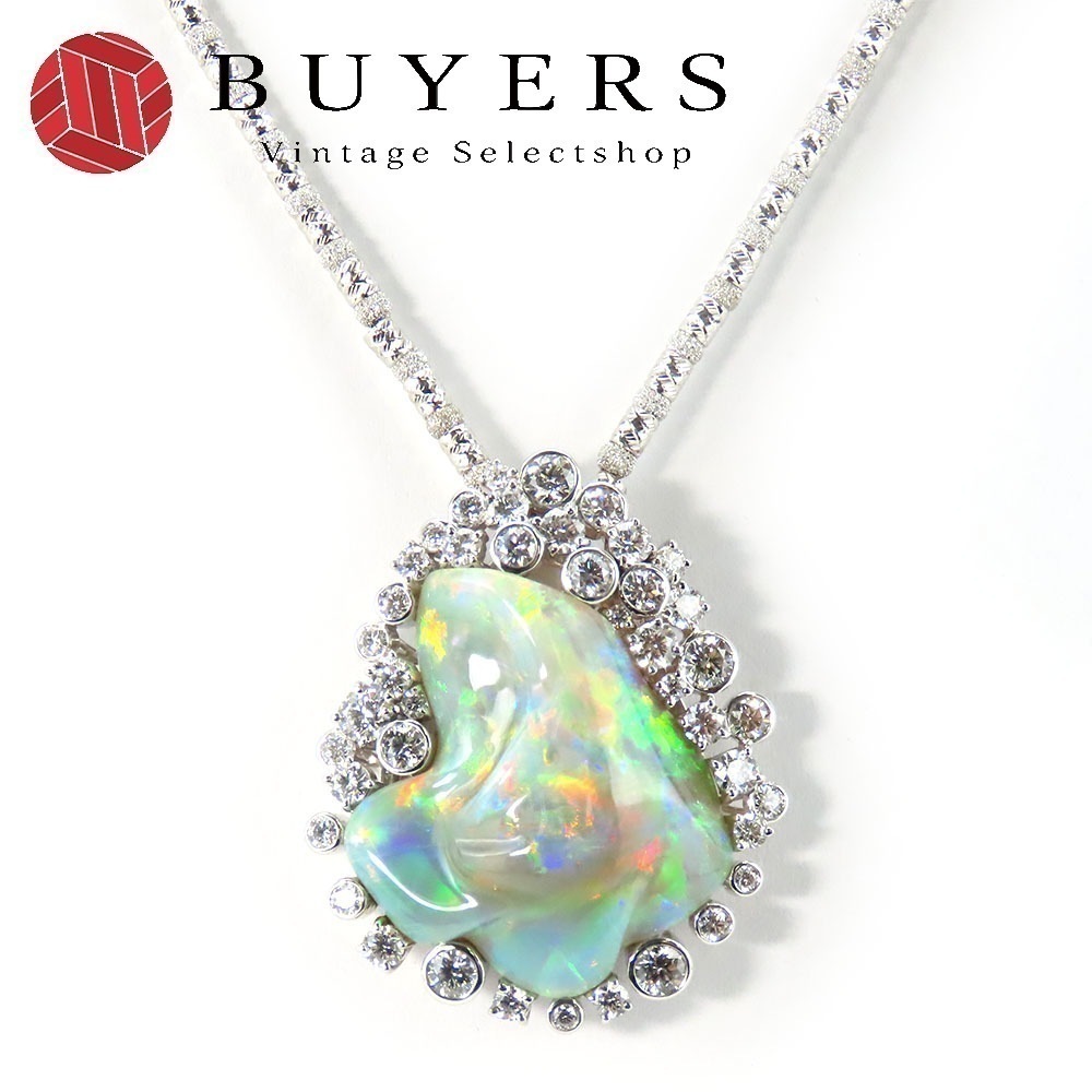 中古 ネックレス オパール K18WG Pt900 ダイヤモンド マルチカラー ジュエリー ブルース・ハーディング DREAM TIME レディース 女性