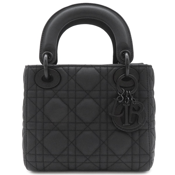 クリスチャン・ディオール Christian Dior 2WAYバッグ レディディオール ミニ ウルトラマット カーフ ブラック マットブラック金具 黒 カナージュ M0505SLOI_M989【中古