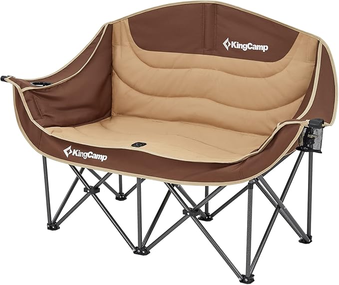 アウトドア チェア 二人掛け キャンプ 椅子 折りたたみ式 耐荷重200KG ソファチェア カップルチェア 二人用 収納袋付き 釣り 運動会 ガーデン コンパクト 室内カーキ/ブラウン 8,070円
