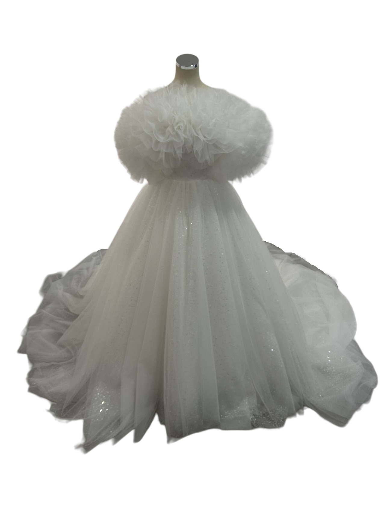 ウエディングドレス オフショルダー キラキラチュール ボリュームドレス 結婚式 拳式