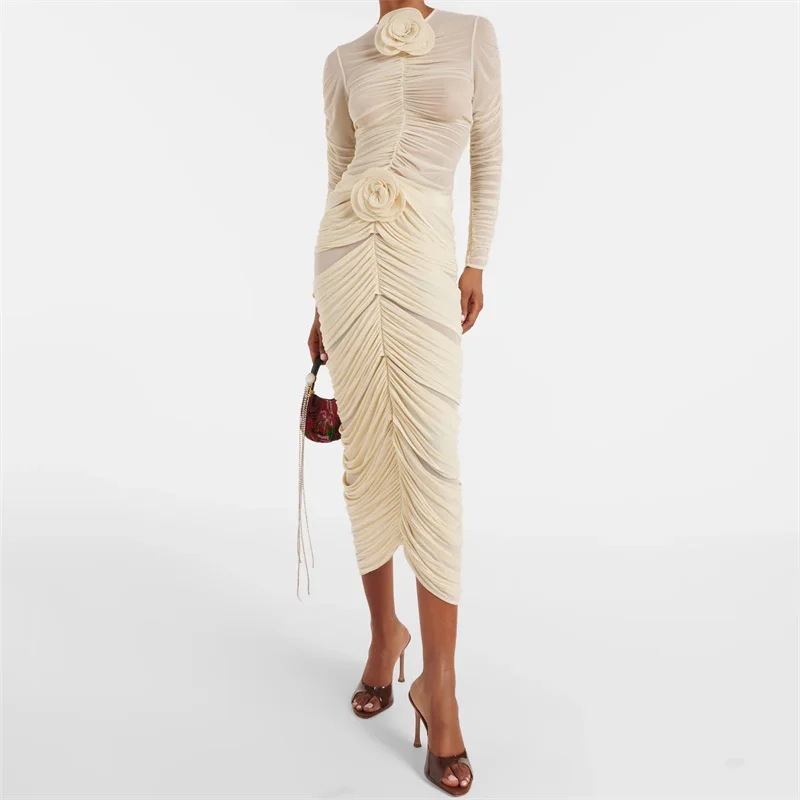 女性用長袖伸縮性Tシャツ,花柄,ラウンドネック,スリム,y2k服,3D装飾,秋,2024 - AliExpress 200000345 41,438円