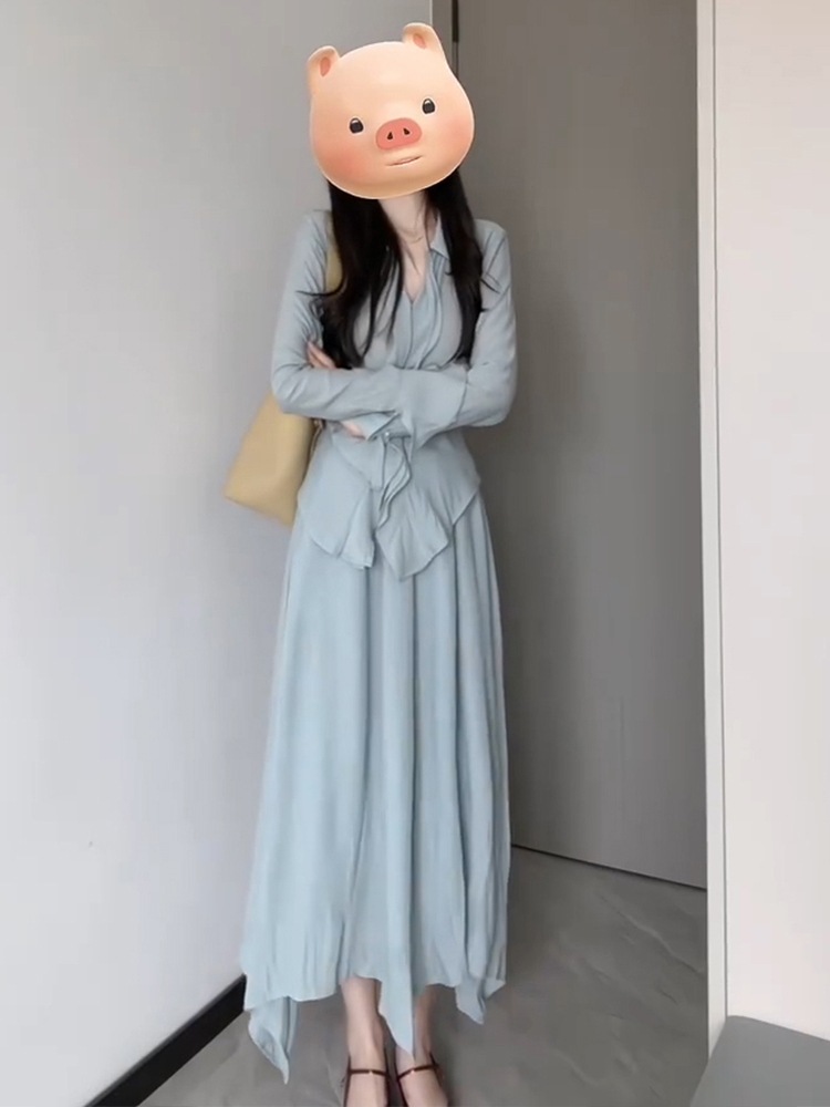 新感覚ワンピース フレンチジェントルウインド 長袖ワンピース 子供 秋 シニア センス ロングスカート ツーピーススーツ