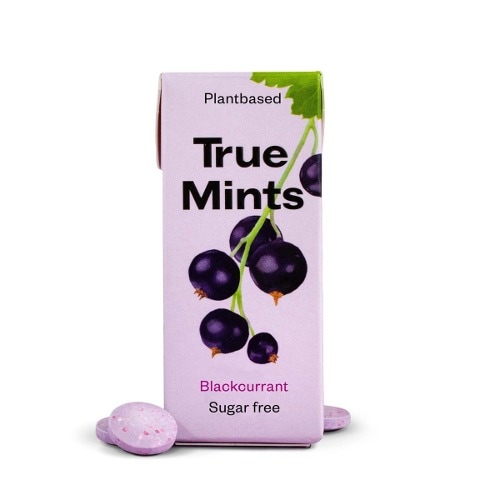 トゥルーミントブラックカレント13g x 18 簡単なおいしい無糖ミントビーガンキャンディキャンディスナックキャンプ