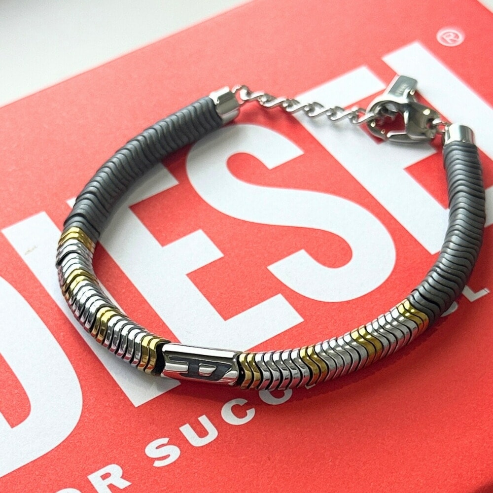 ディーゼル ブレスレット メンズ レディース ステンレス ユニセックス シルバー ブラック シンプル おしゃれ ブランド ギフト DIESEL 彼氏 彼女 DX1573931 クリスマス プレゼント