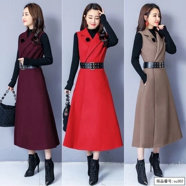 セットアップワンピースレディース秋冬2点セットベストワンピニットセーター長袖AラインVネックきれいめおしゃれ暖かい4030