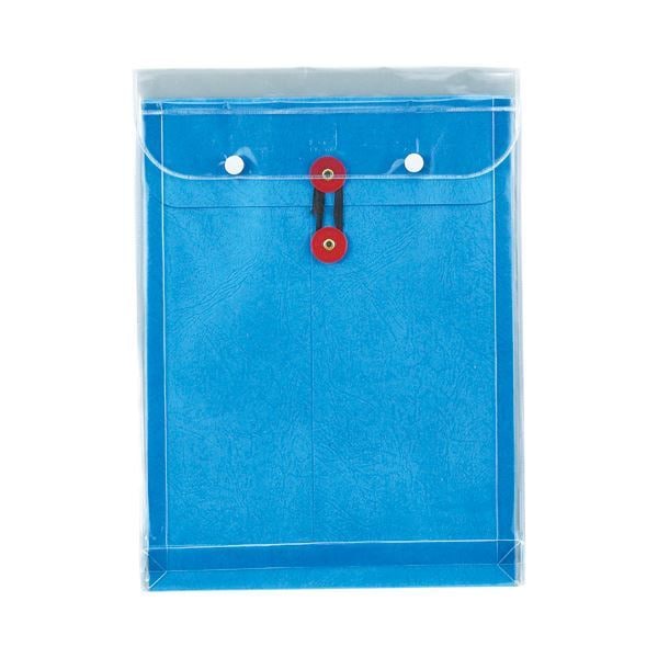 （まとめ） ピース マチヒモ付ビニール保存袋 レザック 角2 184g／m2 青 業務用パック 915-30 1パック（3枚） 5セット