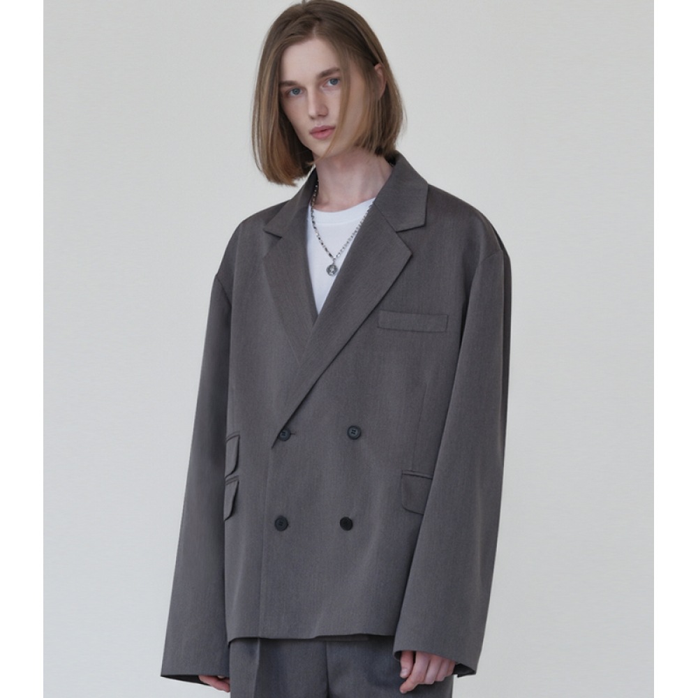 AVANDRESSルメール4ボタンダブルオーバーブレザーグレー 10,509円