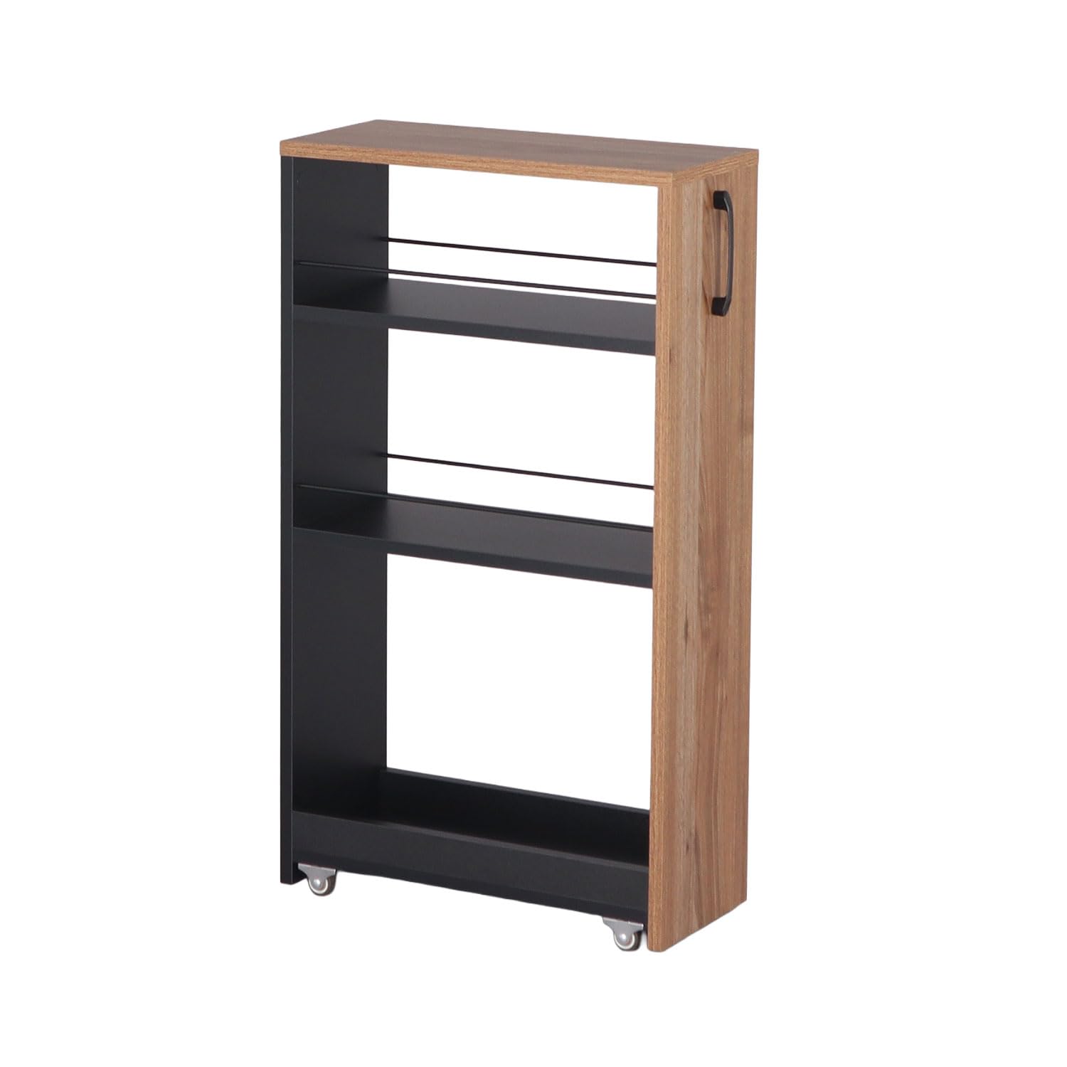 全国送料無料 エイアイテック(AITECH) AIS 隙間ワゴン200(下棚) 幅20×奥行45×高さ80cm 完成品 ブラック/ブラウン AHSW-200B BK/BR