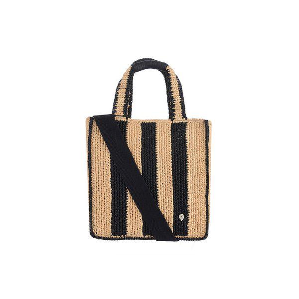 BAG51902 NC 波ストライプナチュラルチャコールミニトートバッグ
