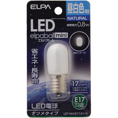 他サイト： ELPA LDT1N-G-E17-G110 LED電球 「ナツメ形」(昼白色・口金E17)の商品画像