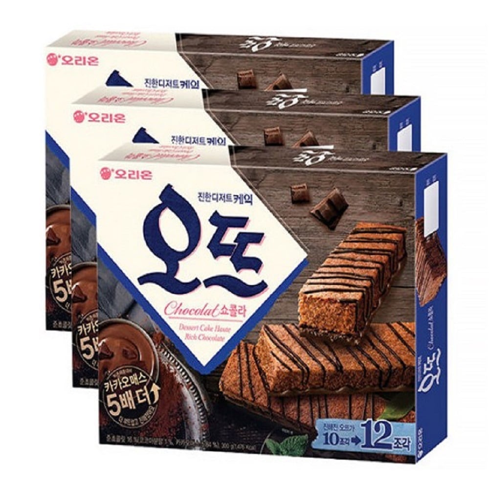 韓国-K MEAL-オートショコラ12P 300g x3ボックス デザートケーキ おやつ プレゼント チョコレート 柔らかい食感 コーヒー牛乳と一緒に-K FOOD渡韓ごっこ