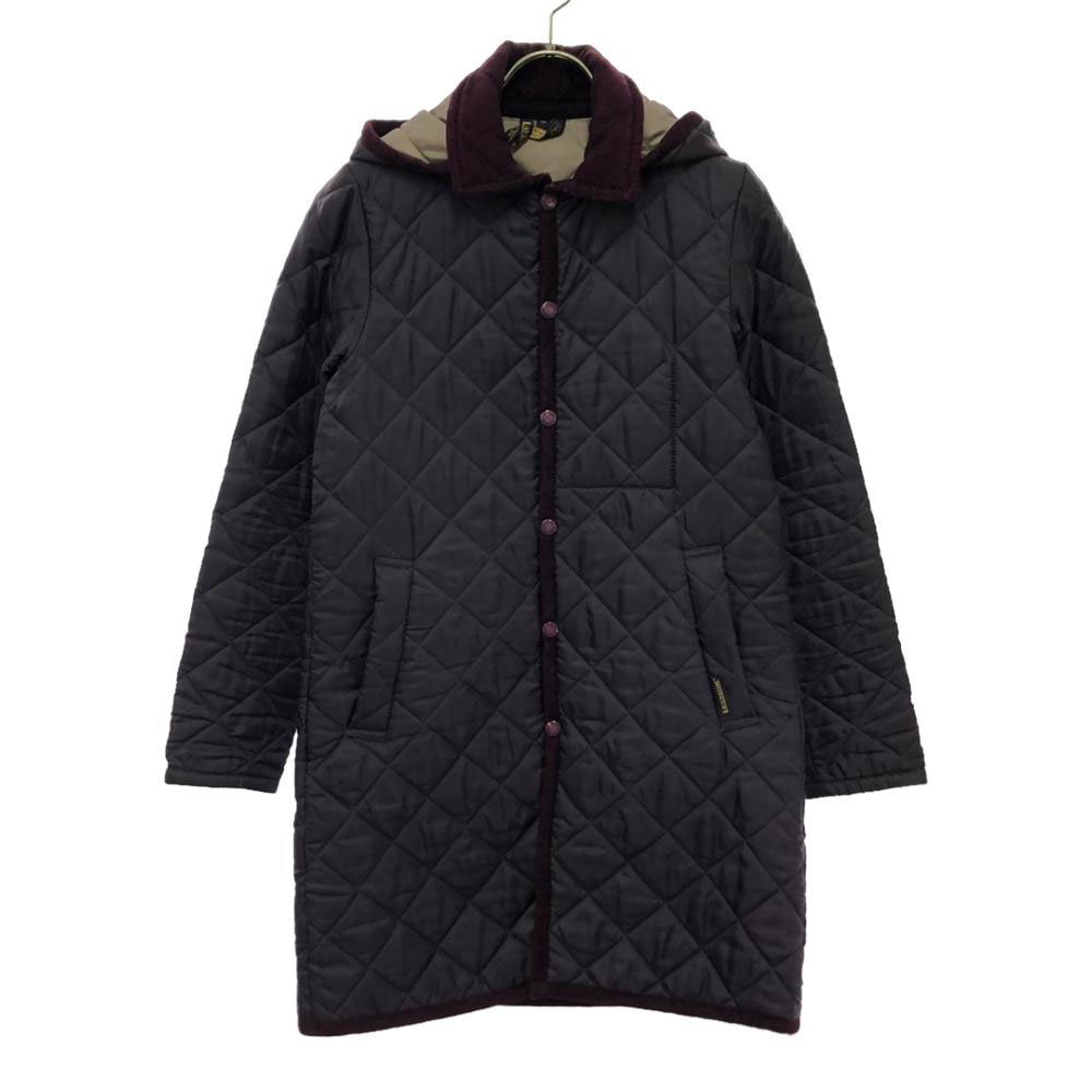 イギリス製 フード付 キルティングコート 36 パープル系 レディース