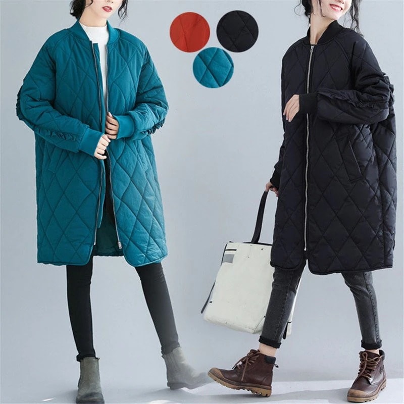 キルティングコート　キルティングジャケット中綿コートアウターカーディガンレディースロング