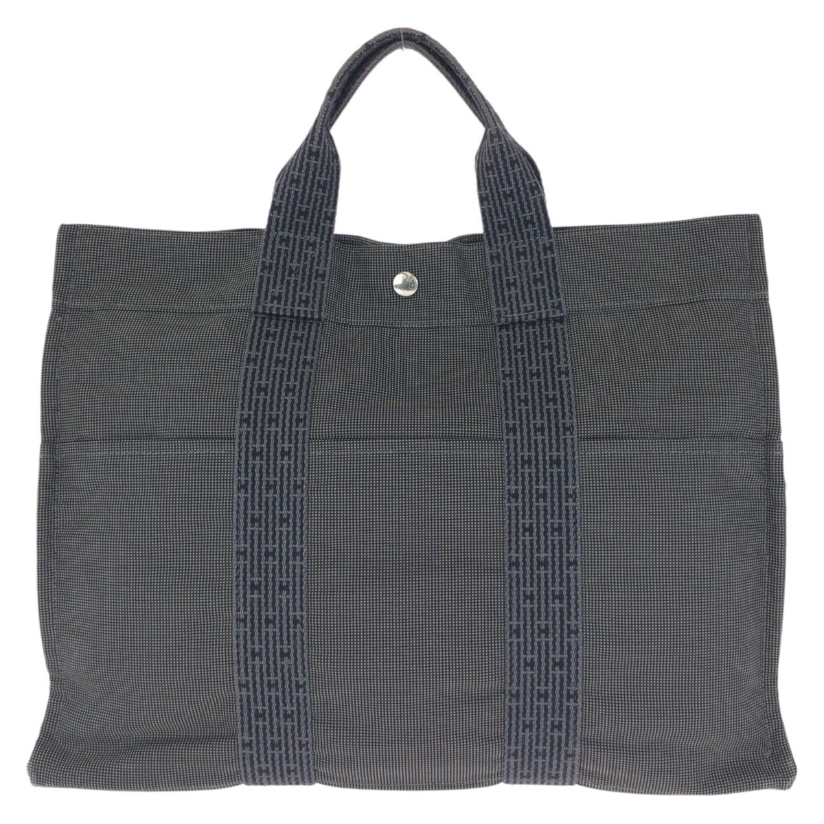 美品 エールラインMM グレー シルバー金具 ポリアミド/ポリエステル トートバッグ ハンドバッグ レディース 602074