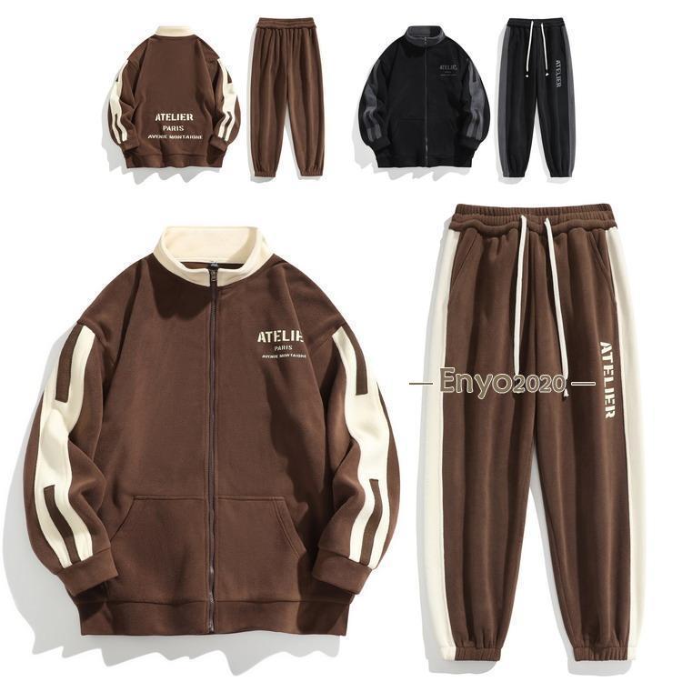 赤字販売 即納セットアップ フリース上下セット トラックジャケット+ジョガーパンツ 裏起毛 メンズ レディース 秋冬 あたたか