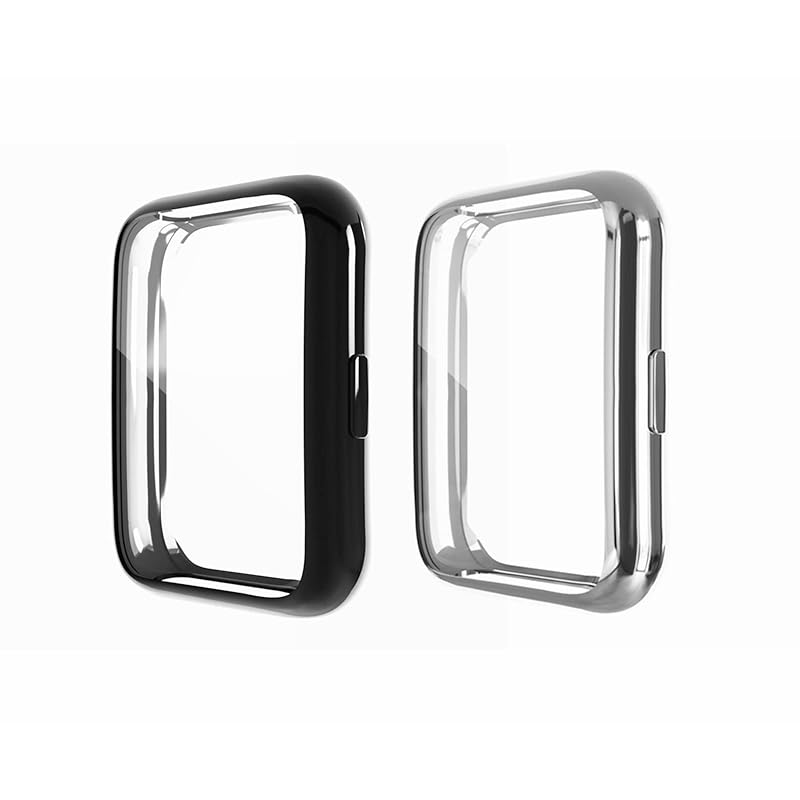 SHEAWA HUAWEI WATCH FIT2用カバー ケース 2個セット 保護ケース TPUカバー 衝撃吸収 電気メッキ アクセサリー (ブラック+シルバー)