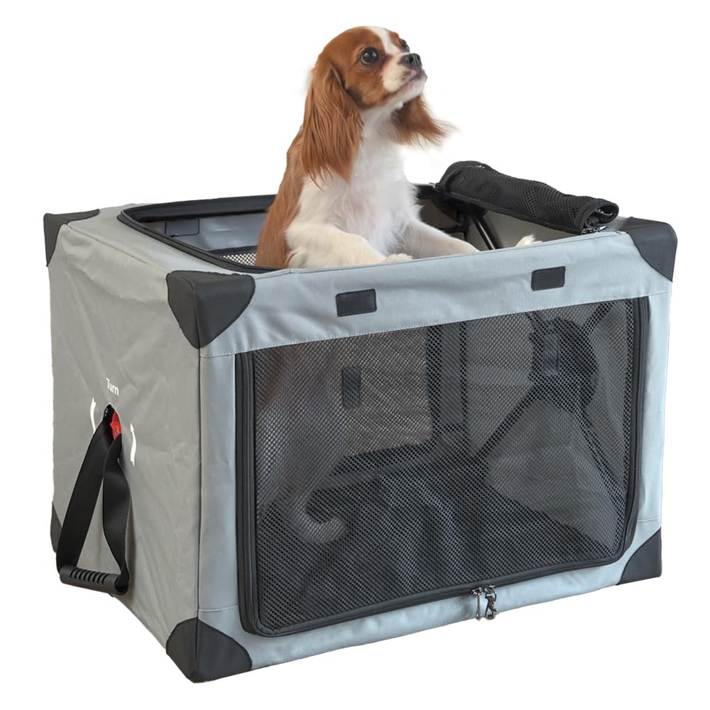 シンセーインターナショナル ペットキャリー 犬 猫 キャリー 折りたたみケージ ペットクレート Mサイズ グレー 7,328円
