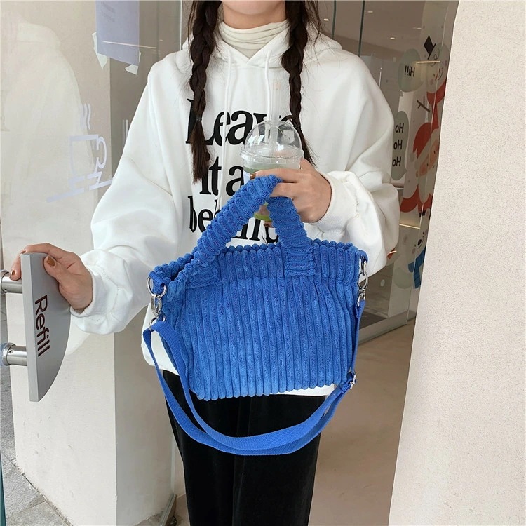 ショルダーバッグ エコバッグ ハンドバッグ 無地 コールテン レディース 韓国 ファッション 雑貨 かわいい おしゃれ 北欧 送料無料 [K] (T)