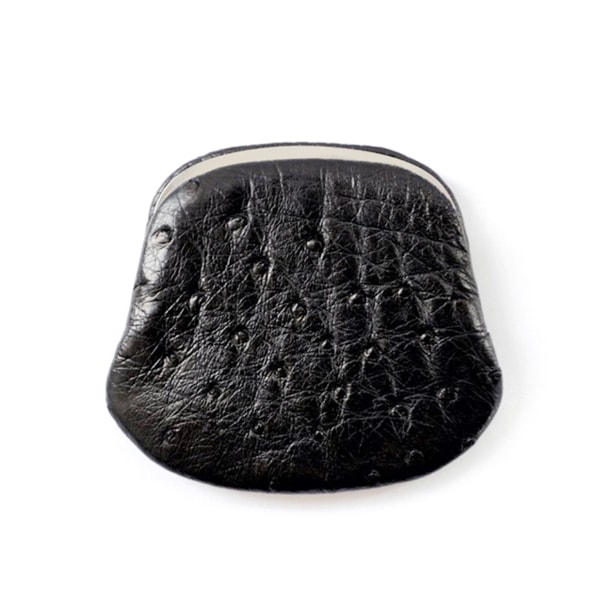 【新規OPEN】【期間限定セール】【激安】【新品未使用】本オーストリッチ革　日本製　男女兼用　ガマ口モデル　コインウォレット　OPMP-1　ブラック