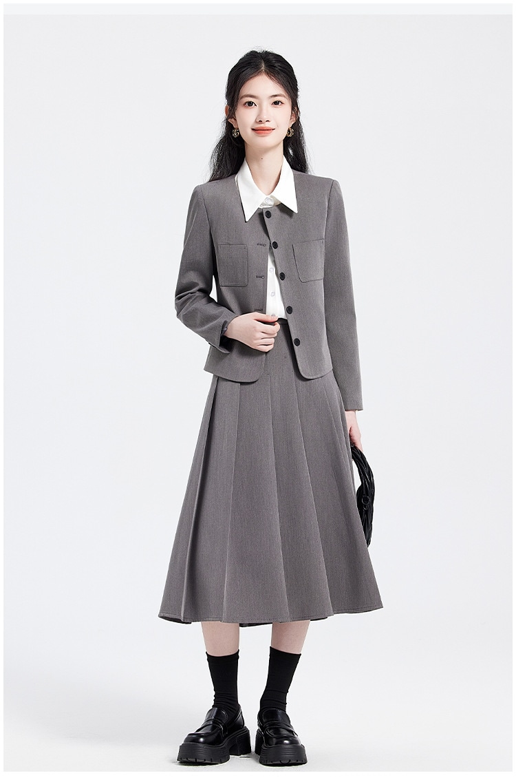 女性用グレースーツ2025春と秋の新しいスタイルの気質カレッジスタイルのファッション作業服プロフェッショナルスーツスカート