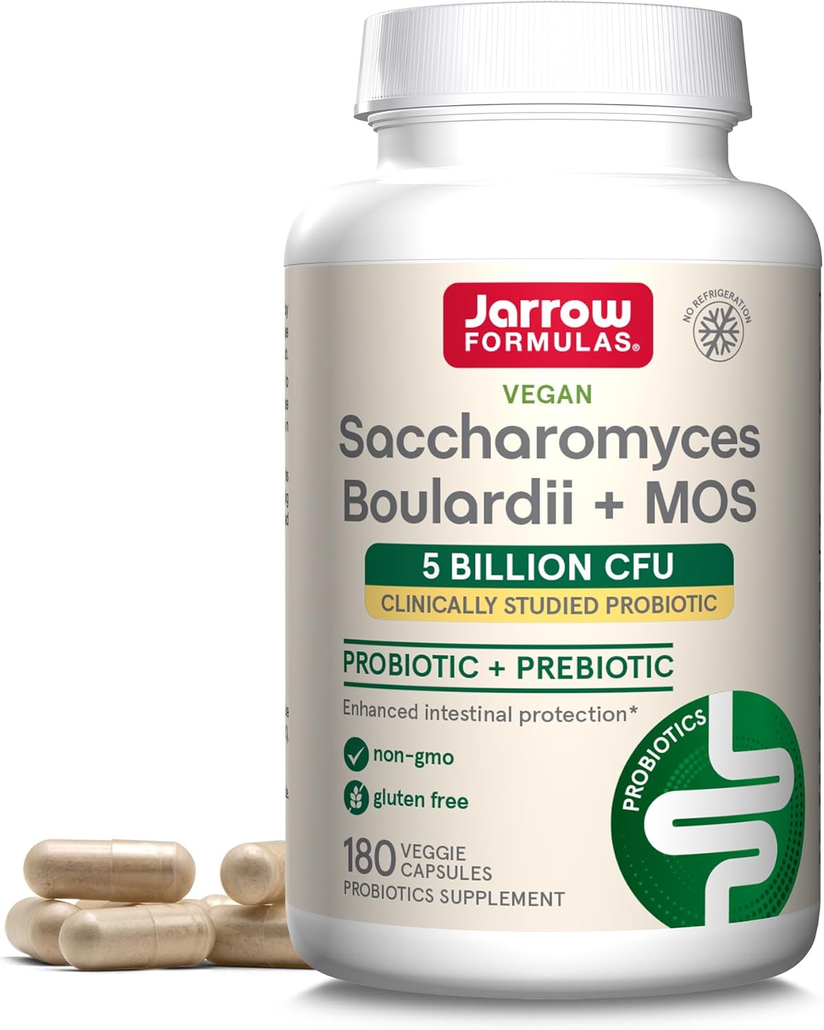 Jarrow ジャローSaccharomyces Boulardii + MOS - 常温保存 5 億 180錠 ベジタリアンカプセル