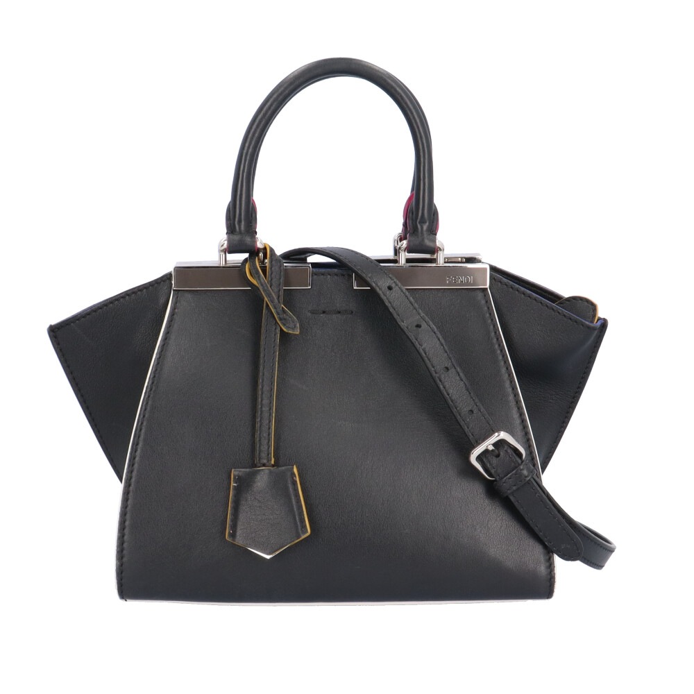 フェンディ プチトロワジュール ショルダーバッグ レザー 8BH333-5C3 ブラック FENDI 中古