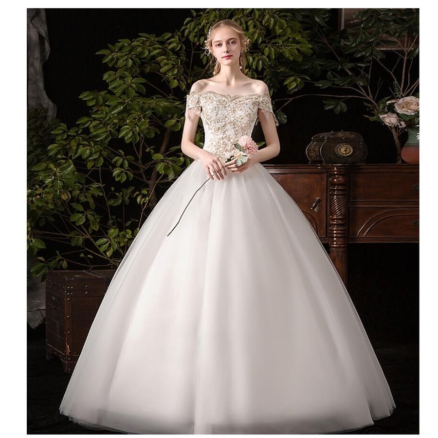 ウエディングドレス オフショルダー パーティードレス ナイトドレス ステージ衣装 二次会 結婚式ドレ