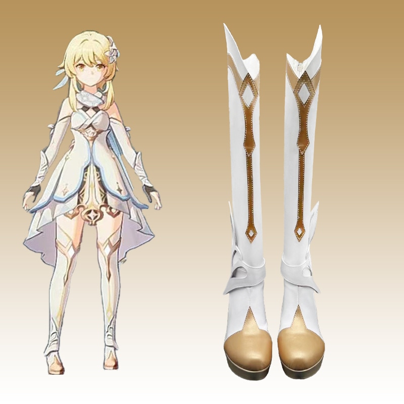 原神 Cos トラベラー女性靴コスプレアクセサリー小道具ミディアムハイヒールショートブーツ女性アニメーション靴