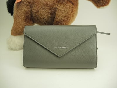 Qoo10] BALENCIAGA ロングウォレット ペーパー レザー灰 2