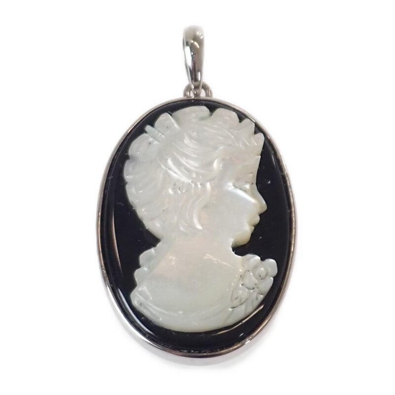デザインジュエリー カメオ ペンダントトップ K18ホワイトゴールド ブラック オニキス 天然シェル レディース【Aランク】 35,620円