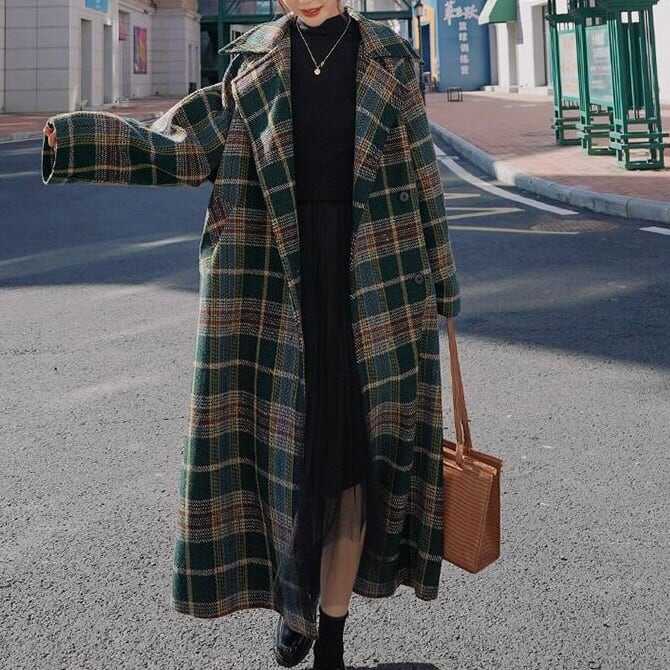 トレンチコート レディース アウター 美シルエット チェスターコート ミドル丈 チェック ウエストマーク 格子柄 厚手 韓国 インスタ映え 高見え スタイルアップ 可愛い かわいい lout0506