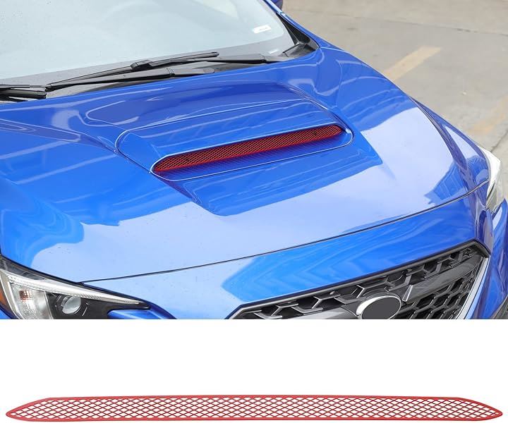 スバルWRX 2022年～現行対応 フードベントボンネットカバー エアベントトリムネット ベントフード 吸気スクープターボボンネット フロントダクト エアダクト 車用ボンネット(レッド)