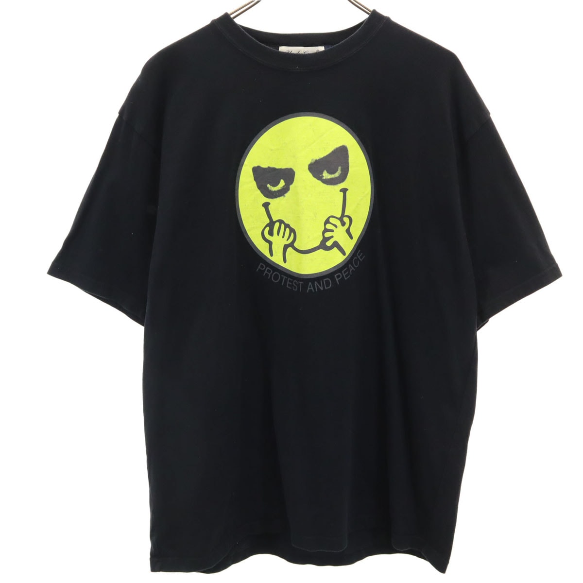 日本製 ニコちゃん 半袖 プリント Tシャツ 4 ブラック メンズ 古着
