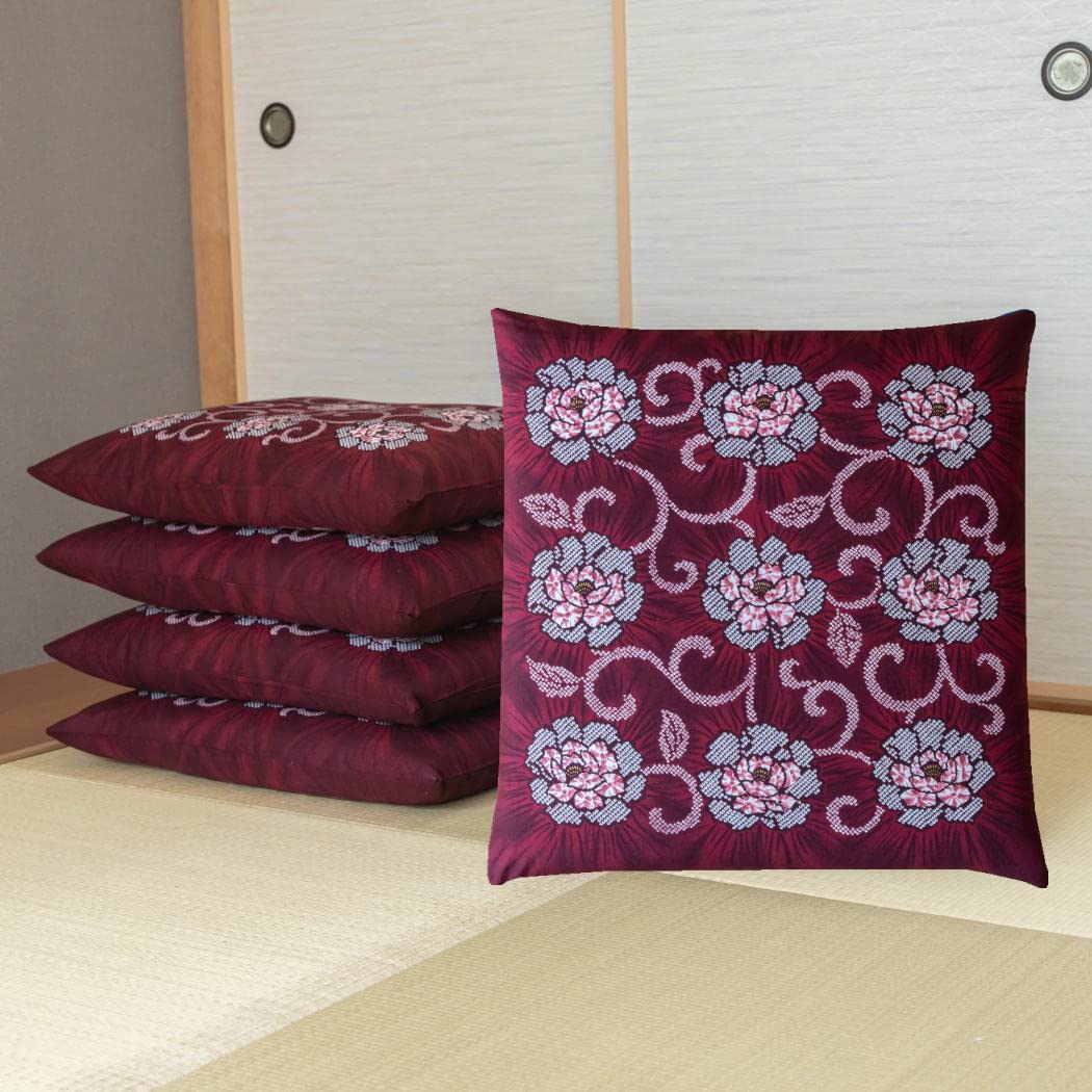 座布団カバー ５枚組 銘仙判 55×59cm 綿100％ 【 日本製 】【 耐久性 【厚手 】【五客用】 全開ファスナー 【 業務用 飲食店 業務用 公民館 集会所 来客用 法事 会議室 】 おしゃれ