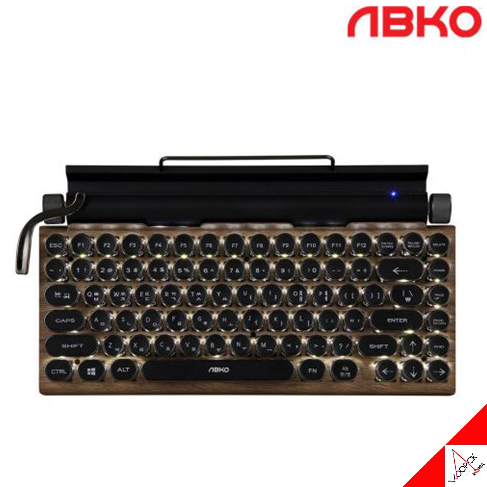 ABKO/TW1867/ブルートゥース/LED/レトロ/機械式/無線/キーボード積縮-英語/韓国語