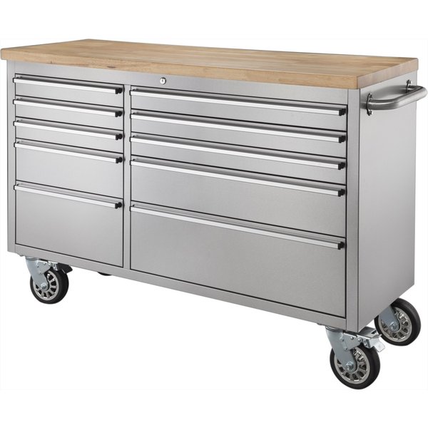 天然木とステンレスでスタイリッシュなツールキャビネット 142cm幅 北欧 インダストリアル 収納家具 リビング ガレージ 101,045円