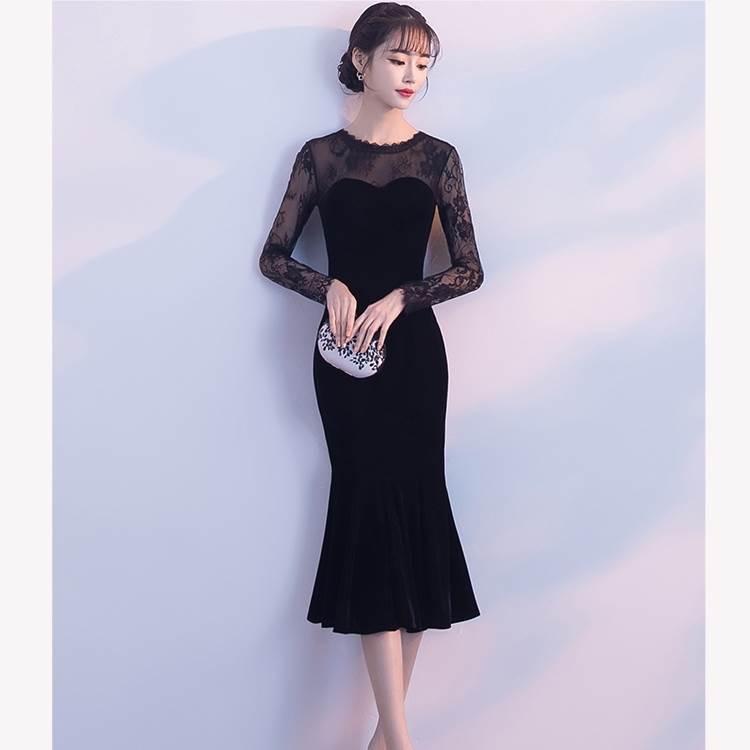 パーティードレス ミモレ丈 膝丈 個性的 袖あり 黒 マーメイド 結婚式 二次会 お呼ばれ ドレス フォーマル 演奏会 ピアノ 発表会 ドレス ワンピース 大人 かっこいい 可愛い タイト レディース 7,928円