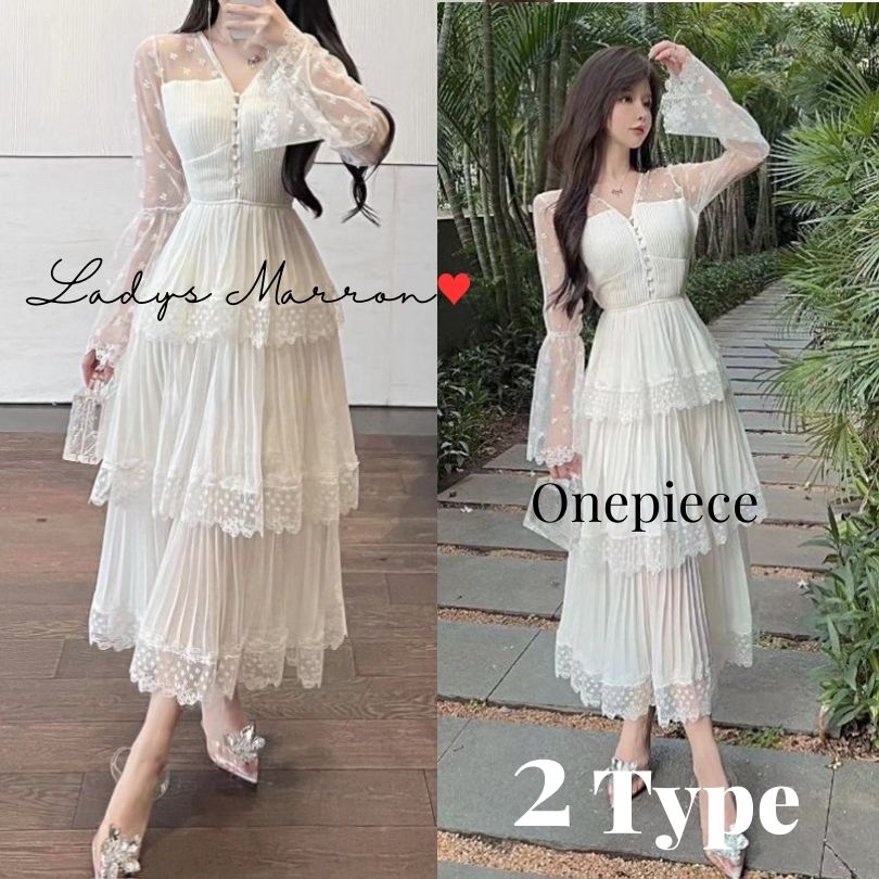 6月の新製品夏の新着商品 お呼ばれドレス お呼ばれワンピース パーティードレス 韓国 ドレス 白ドレス ティアードドレス ガーリードレス ホワイトドレス ロング ミニ 無地 花柄 春 秋 長袖 ロング