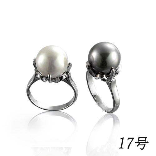 大粒貝パール指輪 ２本組（１７号）[ 指輪 リング レディース 2本組 シルバー ホワイト 12mm