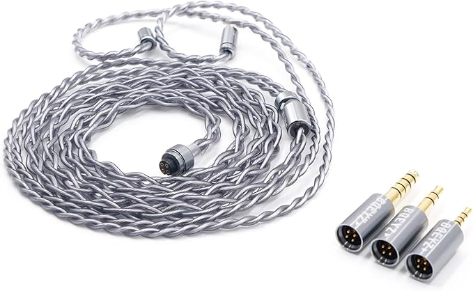 イヤホンケーブル Rime OCC 銀メッキケーブル 2pinリケーブル 4芯イヤホンアップグレードケーブル 音質改善 高級交換用ケーブル 様なイヤホン等に対応 (3-in-1)