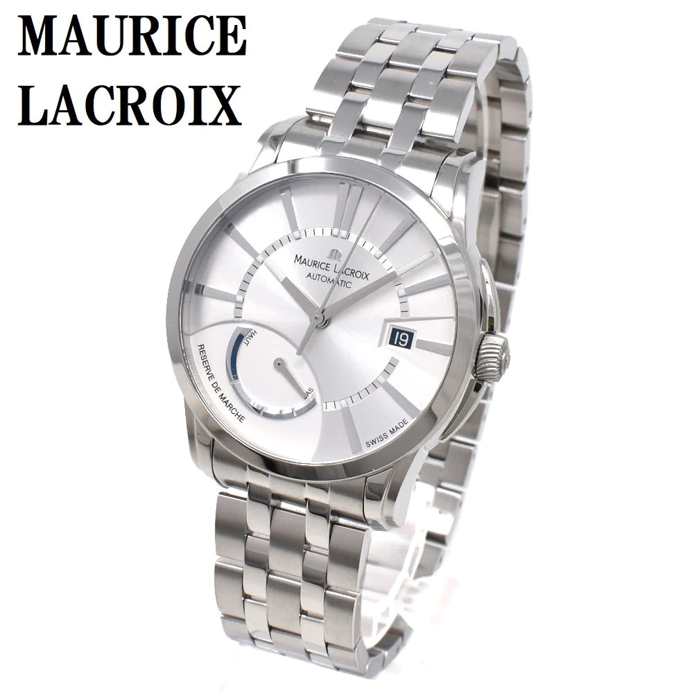 モーリスラクロア MAURICE LACROIX ポントス リザーブ ド マルシェ パワーリザーブ オート 自動巻き 腕時計 ウォッチ メンズ シルバー 66,440円