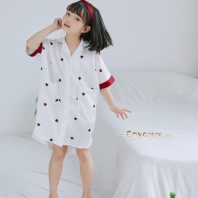 2点購入で250円引き子供ネグリジェ 夏 半袖 親子パジャマ ハート柄 可愛い キッズルームウエア きれいめ 子どもパジャマ おしゃれ カジュアル ワンピース本日のプロモーション
