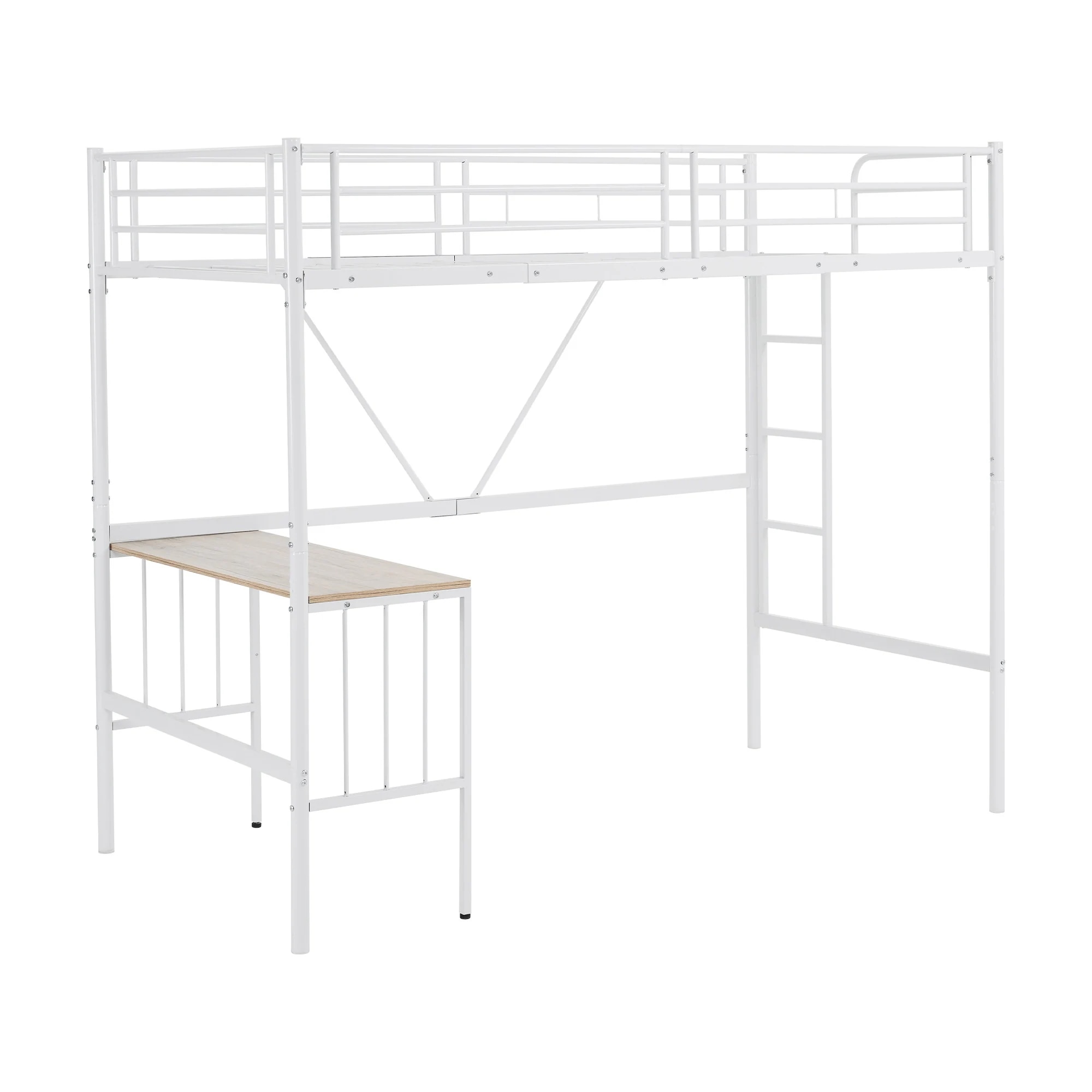 【新品】　ロフトベッド パイプベッド シングル 木 収納 北欧風 子供部屋 スチール 耐震 ベッド SDG